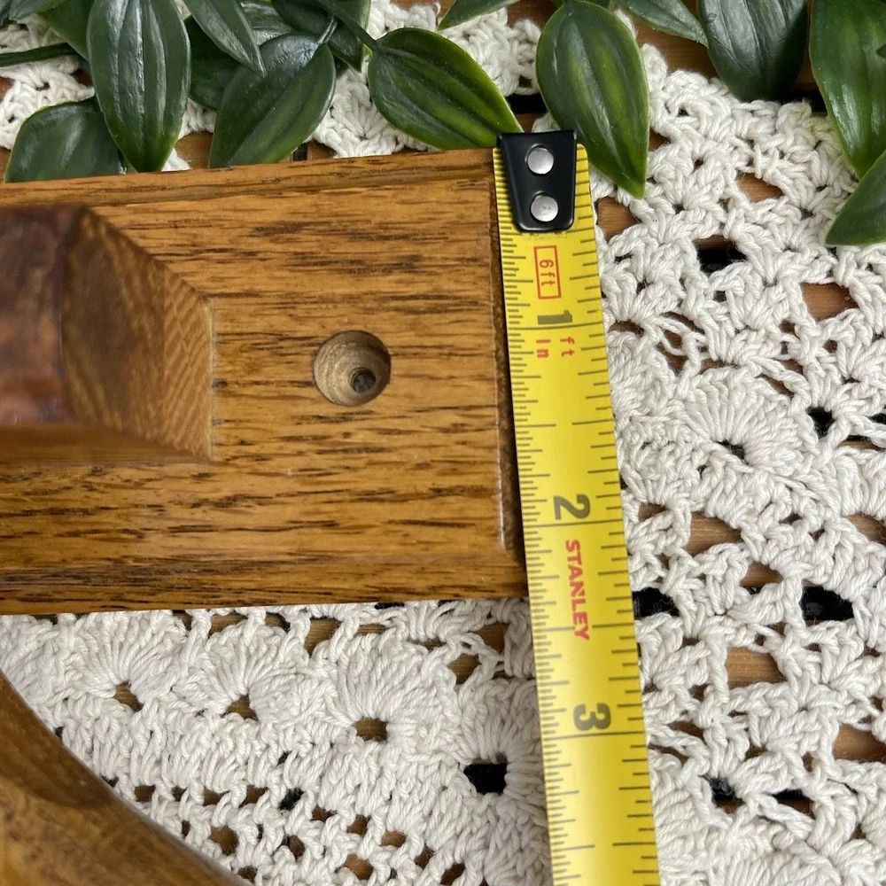 Vintage Honey Oak Wood Towel  Ring Holder Wall Mount Bathroom Hardware 1980s